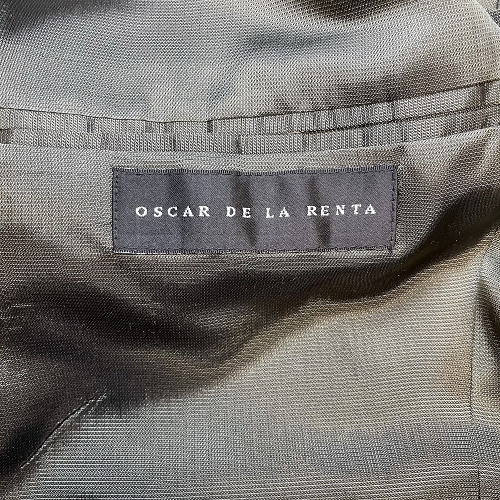 Oscar de la Renta Mens 42L Wool Sport Coat Blazer Grey Houndstooth 3-Button - Picture 4 of 9